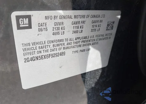 2015 Buick Regal Turbo/E-Assist Premium I из США, поврежденный, VIN 2G4GN5EX6F9292489